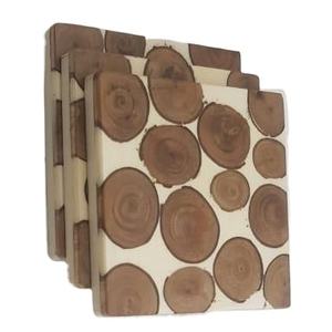 Design créatif en bois naturel et résine, ensemble de sous-verres de 4 pièces, thé décoratif pour la maison, hôtel, restaurant, vaisselle de luxe utilisée - Product Image 1