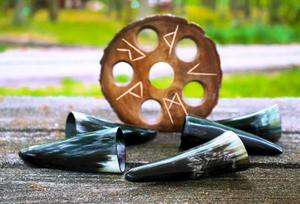 Meilleure qualité Viking ensembles de corne à boire artisanat Agate gobelet support en bois poli Animal nautique nautique Viking boire - Product Image 2