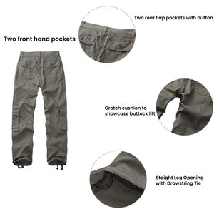 Pantalones de trabajo de carga transpirables reflectantes personalizados para mujer, ropa de trabajo de lona de construcción barata, cierre de cintura elástica hecho de pana - Product Image 4