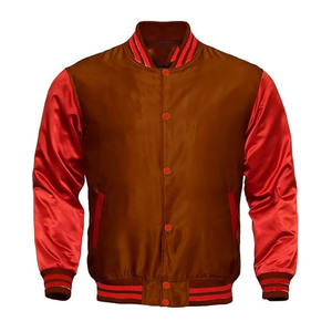 Veste bomber varsity pour homme en satin rouge, légère, coupe personnalisée, style streetwear, vêtement d'extérieur pour homme - Product Image 1