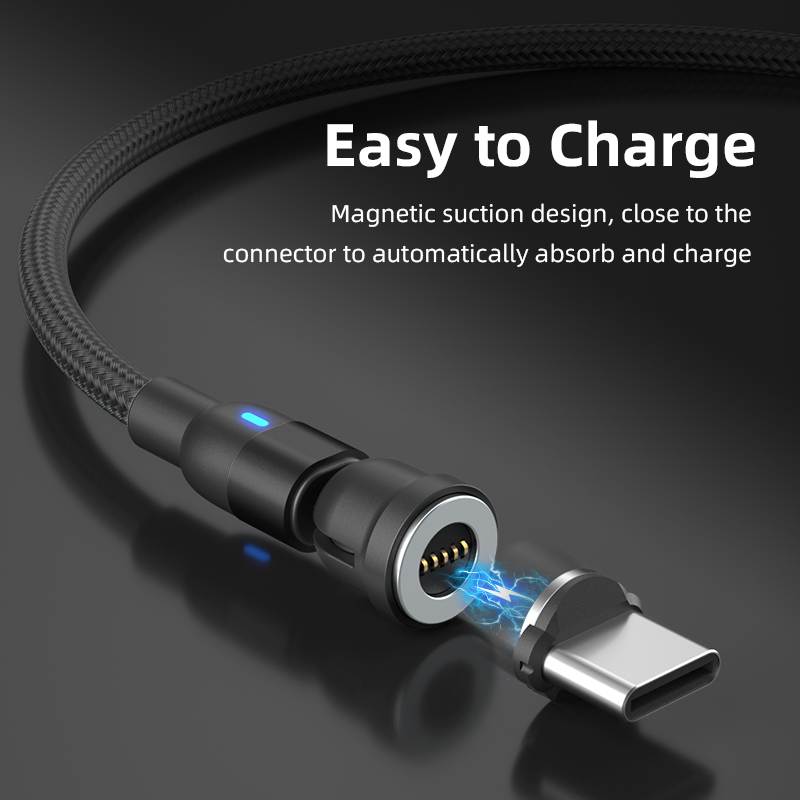 Cavo Magnetico 3 In 1 Con Rotazione 540° - 3 Pezzi 1m 2m 3m Per IPhone USB-C Micro USB