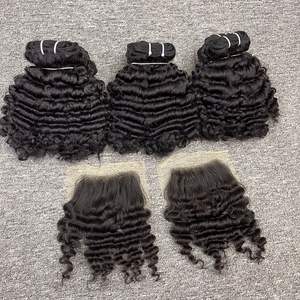 Trama de pelo virgen cruda birmana de gran venta, Color negro Natural, ondas vietnamitas sin procesar para mujeres negras, encaje transparente - Product Image 4