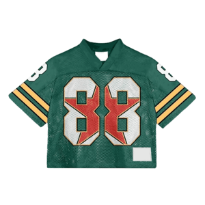 Nouvel arrivage de maillot de football américain rétro en polyester de luxe Boxy Fit à épaules tombantes graphique vintage à sublimation - Product Image 2