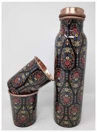 Hot Sale Custom Printed Designer Matte Copper Water <b>Bottle</b> Pure Copper Gym Office Drinkware Eco-Friendly Lid Unique Enamel - Product Image 3