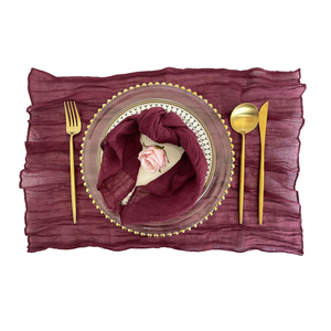 Serviette en tissu de fromage noir brodé écologique Linge de table en coton de style naturel pour les mariages et les fêtes - Product Image 1