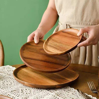 Assiette rectangulaire moderne en bois d'acacia écologique, polie et durable, pour repas occidentaux, petit-déjeuner, pizza, steak, plateau élégant pour la maison
