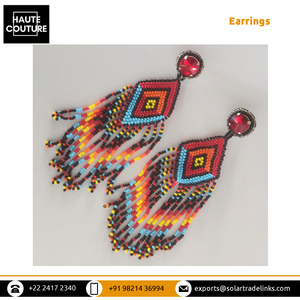 Pendientes Hechos a Mano con Cuentas para Mujer, Estilo Bohemio, Mexicano, Coloridos, Grandes, Largos, con Borlas y Cuentas de Semillas - Product Image 4