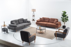 Juego de sofá cama Nesta, patas de madera, tela resistente a las manchas, esponja suave cómoda, marco duradero, diseño moderno - Product Image 2