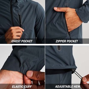 Conjunto de dos piezas personalizado de poliéster para hombre, cortavientos transpirable con capucha y cremallera, tejido de rizo corto, estilo informal para primavera - Product Image 5