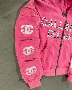 <b>Top</b> Selling <b>Men's</b> Winter Zipper Pullover Hoodies 100% Cotton 3D Embroidery Rhinestone New Design Low MOQ Wholesale Pakistan - Product Image 3