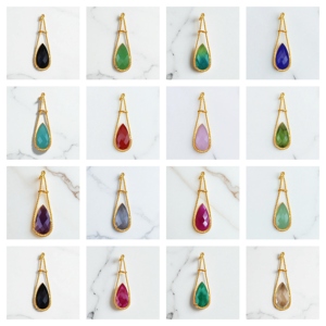 Pera azul Calcedonia piedra preciosa bisel trenzado encanto colgante-venta al por mayor chapado en oro DIY encantos colgante-10x16 MM piedra de pera - Product Image 2