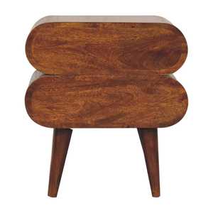 Table de chevet moderne en forme de capsule Table de chevet élégante en bois avec deux tiroirs pour la chambre - Product Image 3