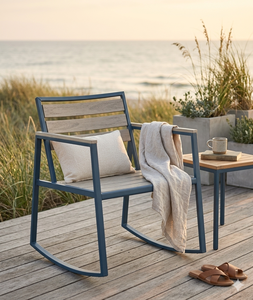 Juego de mesa y sillas de comedor Lumetal Modern Outdoor, silla mecedora con estructura metálica, listones de PS, duradero, cómodo, convertible, extensible, para el hogar. - Product Image 3
