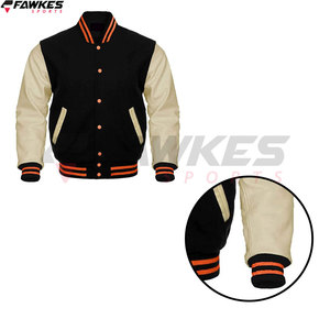 Letterman Varsity Chaqueta de bombardero de béisbol Mangas de cuero genuino Chaquetas de cuerpo de lana Opción de colores del equipo - Product Image 6