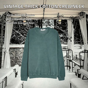 Sweat-shirt à col rond en tricot uni délavé à l'acide 330 g/m² pour homme, épais et chaud, polyester/coton pour l'automne - Product Image 2