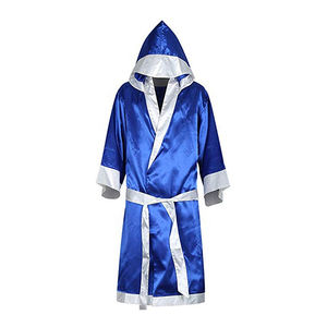 Customized High Quality Blue and White <b>Boxing</b> <b>Robe</b> for Men Customized Logo Design Eco-Friendly Polyester <b>Boxing</b> <b>Robe</b> - Product Image 4