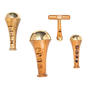 Baguette de massage Kansa double face de marque privée OEM avec manche en bois de teck pour l'approvisionnement mondial de l'Inde - Product Image 5