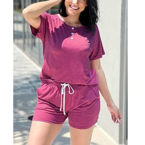 Camiseta pesada de nuevo estilo, conjunto informal de talla grande para mujer, pantalones cortos de manga corta, conjunto de dos piezas, proveedor de exportación de BD - Product Image 2
