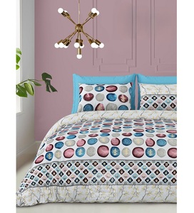 Sábana plana de tamaño King con estampado dorado con 2 fundas de almohada Algodón puro Durable Elegante Ropa de cama estampada de lujo para dormitorio - Product Image 4