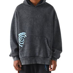 Pull à capuche avec logo personnalisé de haute qualité Épaules tombantes Éponge française Poids lourd Vintage Lavage à l'acide 100% Coton Hiver - Product Image 1