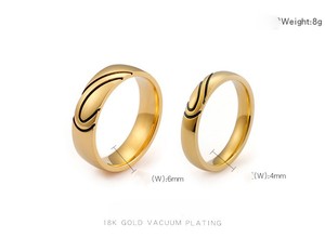 Gold Plated Stainless Steel Wedding Bands <b>Couple</b> <b>Rings</b> Classic Design Unisex Jewelry for Wedding Occasion - Product Image 3