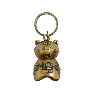 Manufacturer <b>Custom</b> 3D Cubic Zinc Alloy Zodiac tiger Metal Gold Color <b>Keychains</b> - Product Image 1