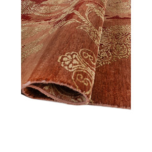 Alfombras de Lana Hechas a Mano en Color Rojo Aurora, Estilo Kilim, 9x12, con Medallón Abstracto Rectangular, Patrones para Pasillo, para Uso en el Hogar, para Entrada - Product Image 2