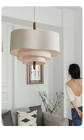 Nouveau lustre de style mi-siècle en fer, d'inspiration française, à hauteur réglable, avec abat-jour en tissu, design minimaliste, luminaire suspendu haut de gamme