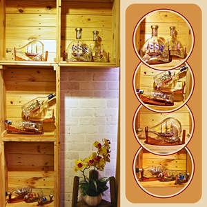 ขวดเรือ-โมเดลศิลปะทำจากไม้สุดพิเศษ-ไม้อะคาเซียพรีเมียมทำด้วยมือปรับแต่งได้รายละเอียดที่สวยงาม - Product Image 1