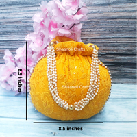 Sac à main tendance indien brodé Chikankari, motif seau, sac Potli pour femme, fait main, cadeau pour mariage et autres occasions