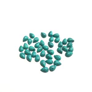 Alta calidad 3x5mm parte posterior plana turquesa sintética IGI certificado forma de pera cabujón liso calibrado piedra preciosa suelta plata - Product Image 2