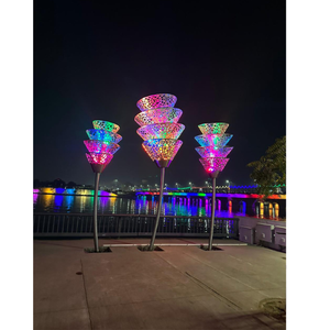 Escultura abstracta moderna de acero inoxidable | Decoración de Arte de diseño vertical ecológico resistente a la intemperie al aire libre - Product Image 6