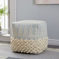 Puf Otomano Escandinavo Hecho a Mano de Algodón/Lana/Poliéster con Patrón Geométrico, Cojín Multifuncional para el Suelo, Asiento para Sala de Estar