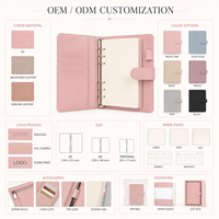 Carnet de planification A6 en cuir PU personnalisé avec 6 anneaux, fermeture à sangle, emplacements pour cartes rechargeables, vente en gros, OEM, ODM, direct usine