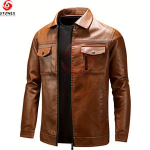 Chaqueta de Motociclista de Cuero para Hombre, Estilo Nuevo, Impermeable, de Alta Calidad, Elegante - Product Image 1