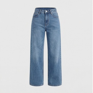 <b>Women's</b> <b>Jeans</b> High Quality Casual Wide Leg Straight Denim Trousers High Waist <b>Jeans</b> for <b>Women</b> Customized Color Trendy Pants - Product Image 1