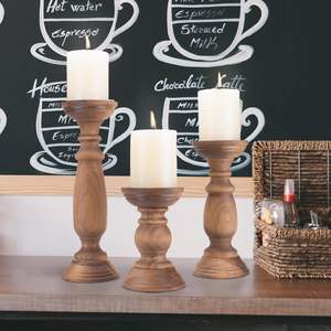 Handmade Wooden <b>Candle</b> Holders | Vintage Pillar <b>Candle</b> Stand <b>Set</b> | Rustic Home Decor - Product Image 4