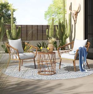 ชุดเก้าอี้หวายรับประทานอาหารพร้อมโต๊ะหวายสำหรับตกแต่งบ้านและตกแต่งสวน - Product Image 6