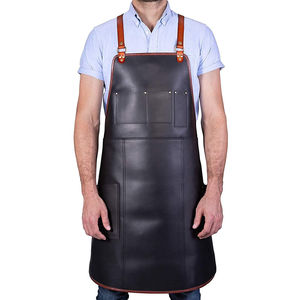 2025 tabliers en cuir véritable noir personnalisé pour hommes cuisine professionnelle cuisine en gros 100% tablier en cuir - Product Image 2