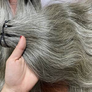 Mèches de cheveux raides, remy, naturel, gris, trame de machine, doux, brillant, droit, gris - Product Image 6