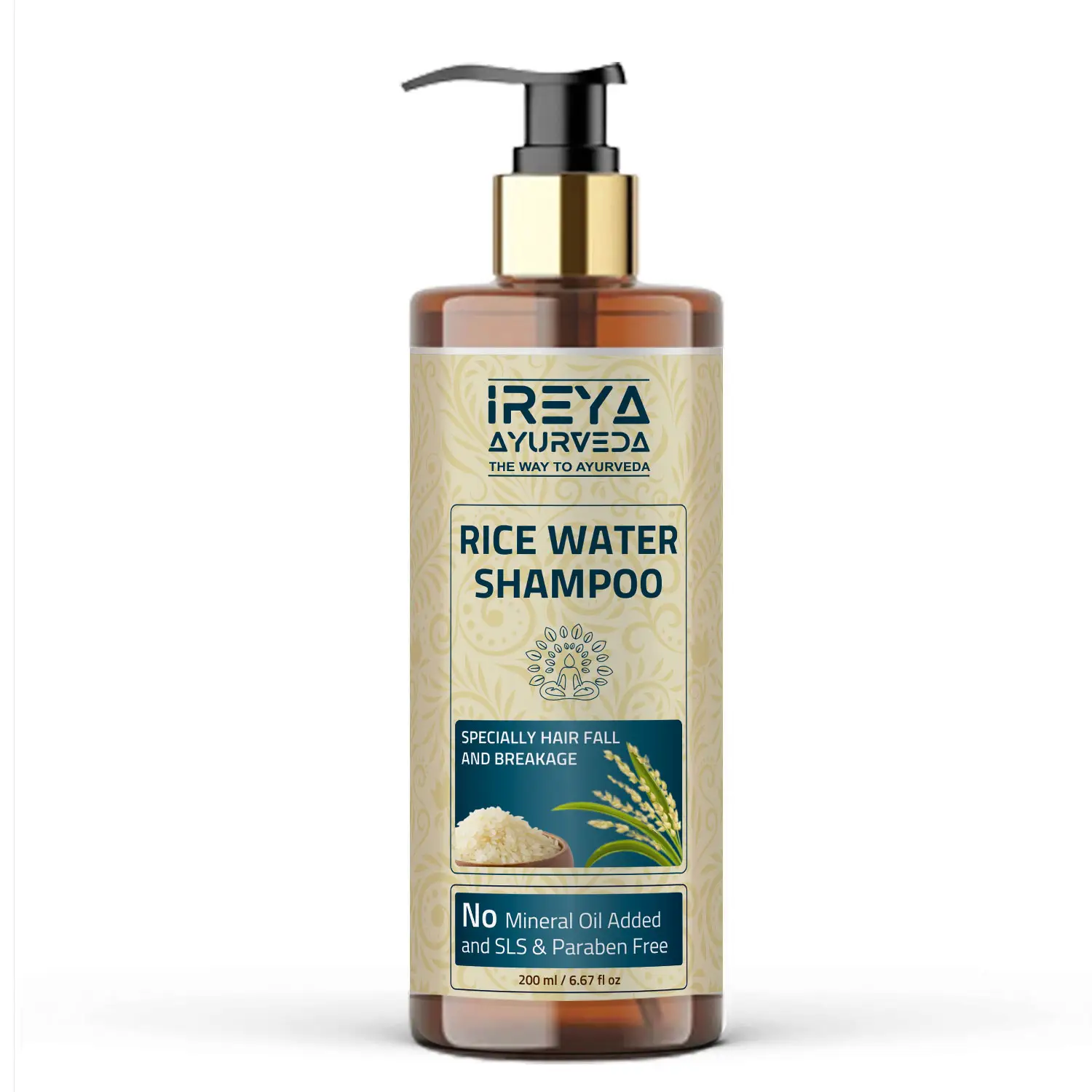 Rosehip yağı 200ml ile saç için Ireya Ayurveda pirinç suyu şampuanı