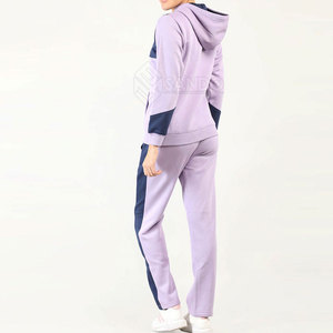 ขายตรงจากโรงงาน ชุดลำลองฤดูหนาวคุณภาพสูงสำหรับผู้หญิง ชุดเซ็ต 2 ชิ้นแบบมีฮู้ด สกรีนโลโก้ได้ ระบายอากาศ แห้งเร็ว สีพื้น - Product Image 3