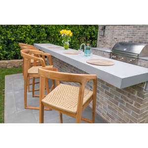 Taburete de Bar nórdico de madera de teca natural para interiores/exteriores elegante y duradero para uso diario - Product Image 5