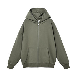 Fabricant en gros de sweats à capuche surdimensionnés à fermeture éclair intégrale, 100% coton molletonné, logo et design personnalisés, vêtements décontractés unisexes, fournisseur de sweats à capuche - Product Image 6