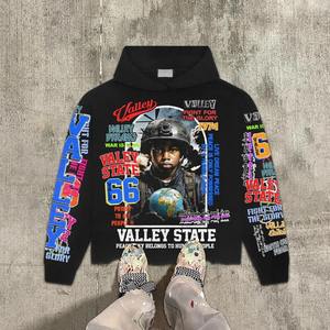 Sweat à capuche imprimé graphique de guerre vintage hommes Y2k hauts sweat goth surdimensionné homme sweat à capuche zippé gothique grunge Streetwear - Product Image 4