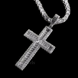 Baguette plaquée or en argent sterling 925 Design VVS Moissanite naturelle certifiée GIA Lab Grown Diamond Hip-Hop Fine - Product Image 3