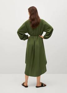 Modest & Luxury Dresses for Women V-Neck Designer Balloon Sleeve Calf Length <b>Boho</b> Occasion Dress - Product Image 3
