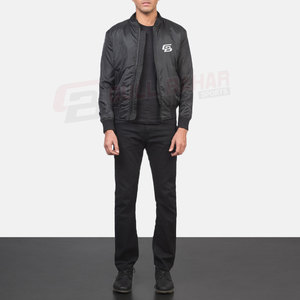 Blouson bombardier pour hommes de style urbain avec écusson logo et fermetures à boutons pression Blouson coupe-vent pour hommes - Product Image 5