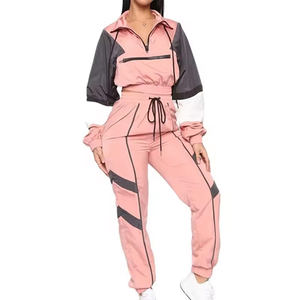 ชุดวอร์มผ้าโพลีเอสเตอร์แบบมีซิป เสื้อแจ็คเก็ตและกางเกงขายาว ระบายอากาศได้ดี น้ำหนักเบา เหมาะสำหรับฤดูใบไม้ผลิ  แบบ unisex  รับออกแบบโลโก้ตามสั่ง - Product Image 1