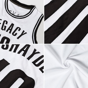 Maillot de basket-ball de retour authentique blanc noir personnalisé maillot de basket-ball américain cousu équipe - Product Image 5